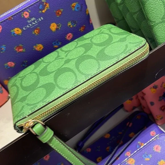 Coach Corner Zip Wristlet In Signature Canvas 
Im/Neon Green - Picture 3 of 16